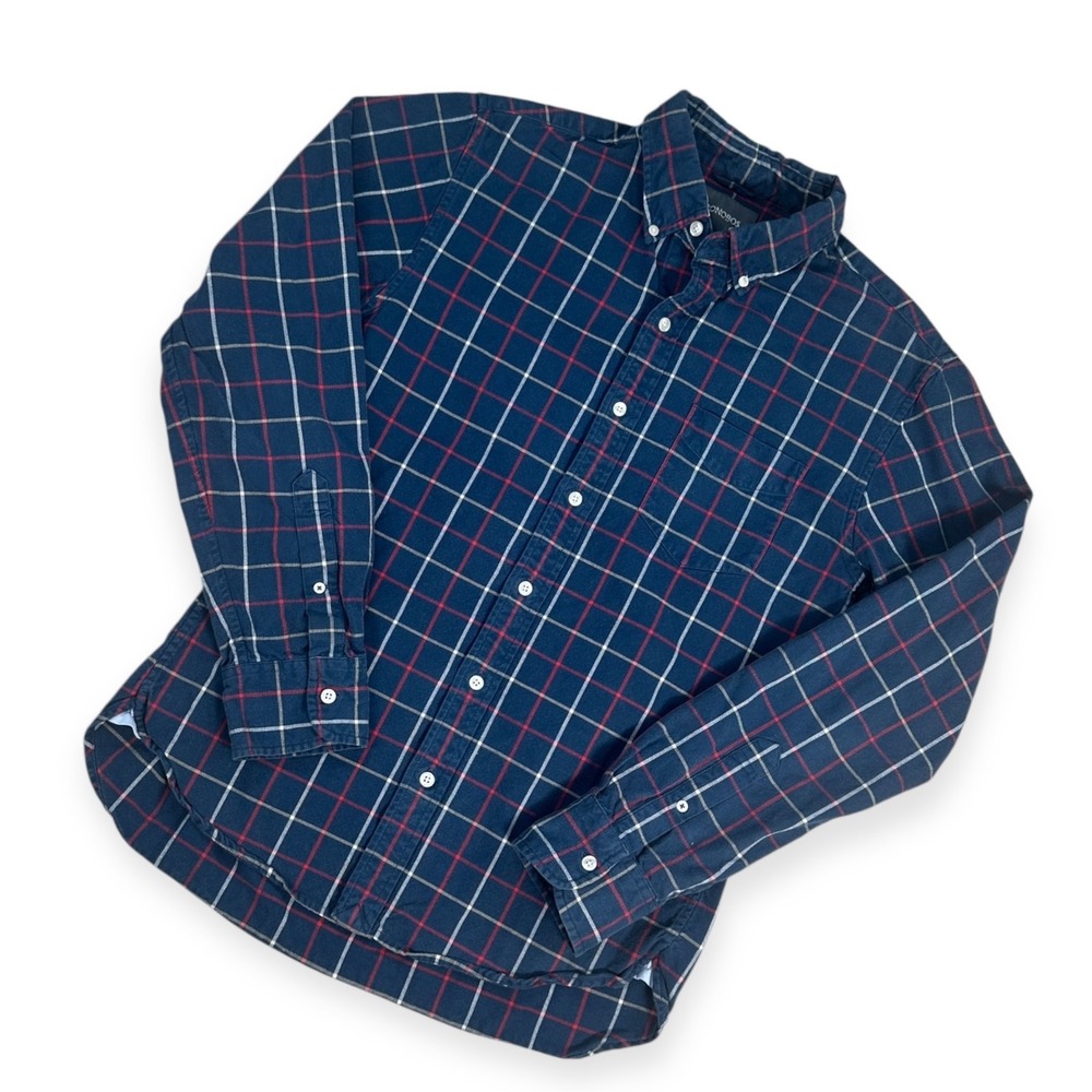 Bonobos‎ Mens Shirt Medium Slim Fit Button Down Plaid Check Blue Red White